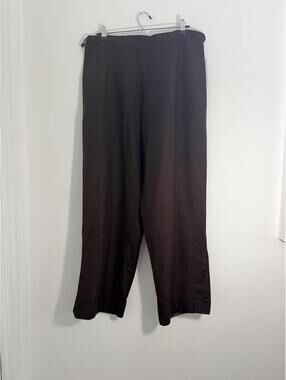 Silkland Woman Brown Silk Pants Size 16W with Button Detail